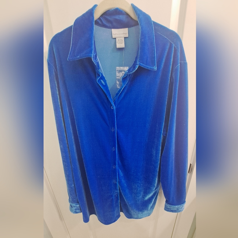 Soft Surroundings Blue Velvet Top